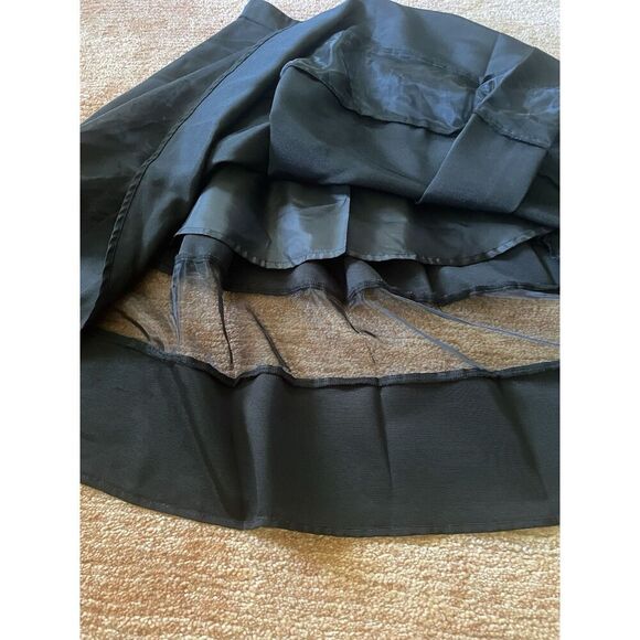 EXPRESS Black A-Line Midi SKIRT with Sheer Panel Details Size XS NWOT - Picture 10 of 10